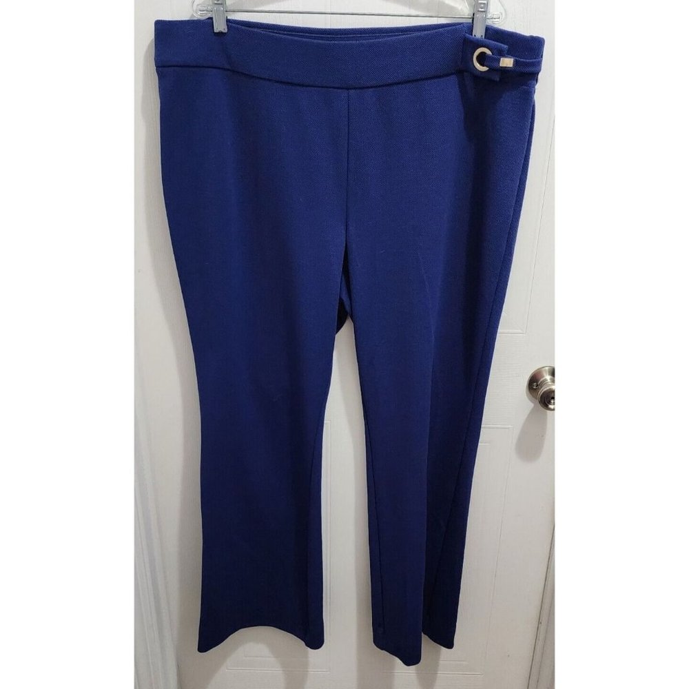 Chicos Women's Wide Leg Pull On Business Pants Polyester Blue Plus Size 4R (20R)
